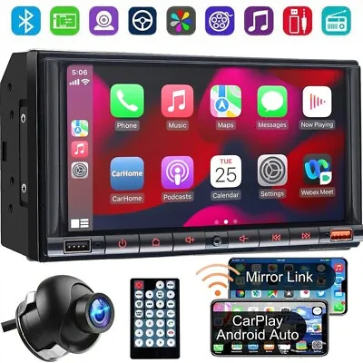 $133.99 • Buy Car Radio Stereo Apple/Android Carplay 7  Touch Unit Double 2 Din Reverse Camera