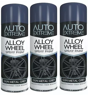 £10.99 • Buy 3 X 300ML AX GUN METAL GREY ALLOY WHEEL SPRAY CAN RESTORER CAR BIKE PAINT