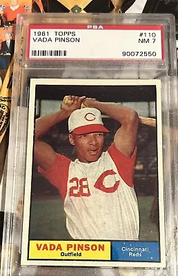 VADA PINSON: 1961 Topps Reds’ All Star; PSA 7 NM #110 Early Vintage Card • $69