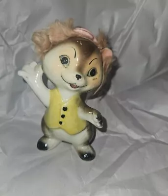 Vintage Ucagco Ceramics Japan Chipmunk Figurine With Fuzzy Hair • $22