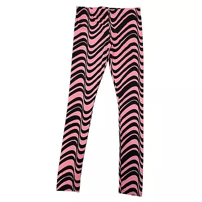 Vintage 90s Energie Hot Pink Black Leggings S Animal Print Rave Spandex • $29.96