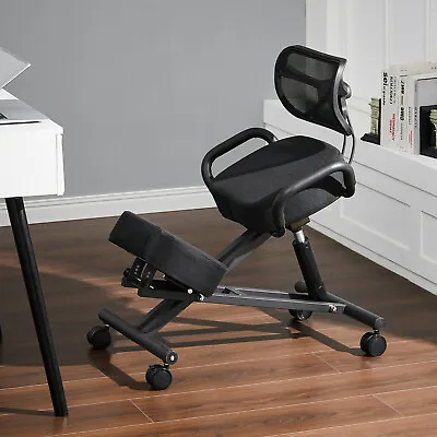 Kneeling Chair Adjustable Posture Computer Desk Chair With Back Support & Wheels • £74.95