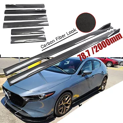 Carbon Fiber Side Skirt+Rocker Panel Splitter Lip For Mazda 2 3 5 6 CX-3 CX-5 • $79.99