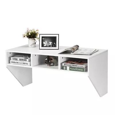 Wall Mounted Floating Computer Table Desk Office Furniture Storage Shelf White • $84.99