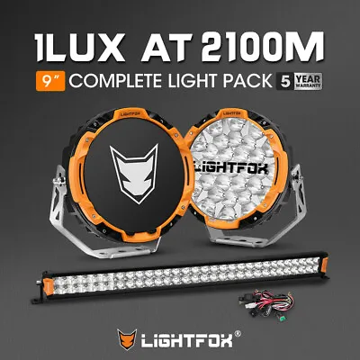 Lightfox Osram Pair 9inch LED Driving Spot Lights W/ DRL+ 30  LED Light Bar • $480.95
