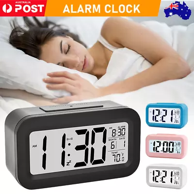 $11.49 • Buy Digital Bedside LED Snooze Alarm Clock Time Temperature Day/Night Desktop Clocks