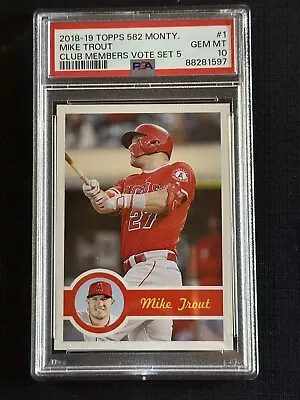 2019 Topps 582 Montgomery Club Set 5 #1 Mike Trout PSA 10 Gem Mint Members Vote • $138.88