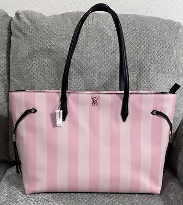 Victoria's Secret The Victoria Carry- All Large Tote  Bag Signature Iconic Strip • $89.99