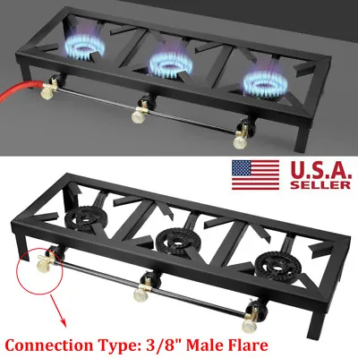 Heavy Duty Propane LPG Gas Camp Stove Three Burner Cast Iron Outdoor BBQ Cooker • $50