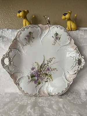 Collectible C.T Lavender Pink & White Floral 2 Handle Germany Plate • $21