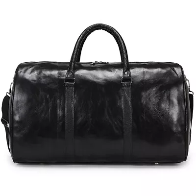 Men Leather Duffle Weekend Bag Women Large Travel Gym Luggage Handbag Holdall • £20.70