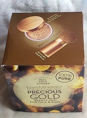 I.d. BareMinerals PRECIOUS GOLD Duo Face & Body Color 0.5 Oz /15 G & Brush NIB • $110.99