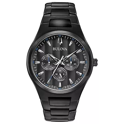 Bulova Classic Men's Quartz Black Stainless Steel Calendar Watch 42MM 98C129 • $141.99