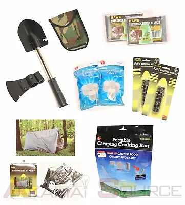 13pc Survival Knife Shovel Axe & Doomsday Camping Hiking Survival Tools Gear NR • $43.99