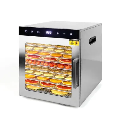 10 Trays Food Dehydrator Stainless Steel 24h Timer 800W Fruit Jerky Dryer Home • $152.99