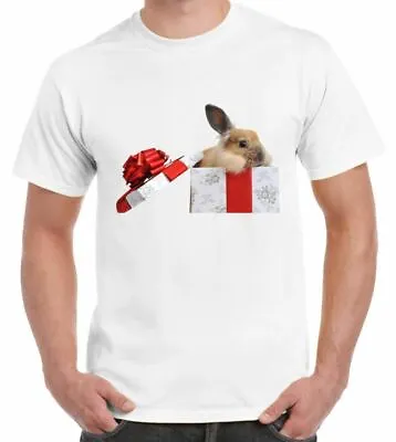 RABBIT IN GIFT BOX MEN'S T-SHIRT - Christmas Gift Present Xmas Rabbits • £12.95