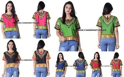 10 African Hippie Vintage Dashiki Shirt Women Crop Top Haute Tribal Blouse • £136.11