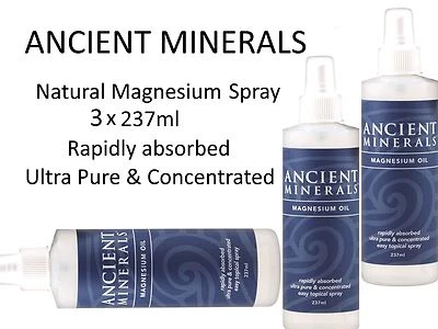 £73.33 • Buy 3 X 237ml ANCIENT MINERALS Magnesium Oil  (Genuine Zechstein Magnesium Chloride)