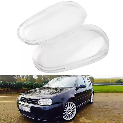 Pair Glass Headlight Headlamp Lens Cover Clear For Vw Mk4 Golf Gti R32 1999-2005 • $76.80