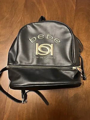 Bebe Kayla Backpack Faux Leather Black With Gold Zippers Back To School • $11