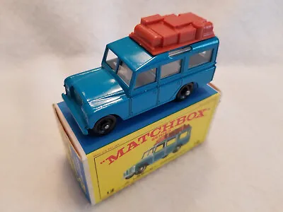 Vintage Matchbox Lesney # 12c Safari Land Rover Blue 1965 – MIB • $55