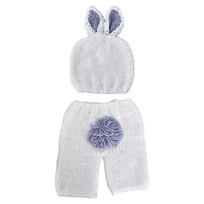 Baby Bunny Suit Soft Photography Animal Shaped Caps Pants Bunny Ears Costumes • £6.86