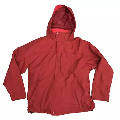 LL Bean Jacket Mens Medium Red 3 In 1 Ski Rain Fleece Hooded Outdoor  ** WEAR ** • $26.49