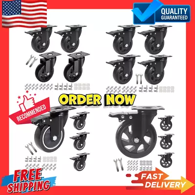 5 Inch Caster Wheels Heavy Duty With Brake2200LbsSwivel Plate Casters Set Of 4 • $45.99