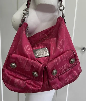 $75 • Buy COACH Poppy Purse Story Patch Swing Shoulder Bag Pink Shimmer 15304 No Strap