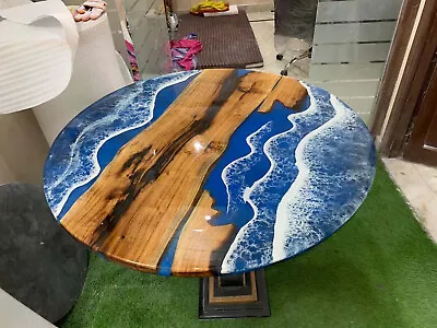 30  Blue Epoxy Bar Coffee Table Top Handmade Ocean Beach Resin River Countertop • $889.11