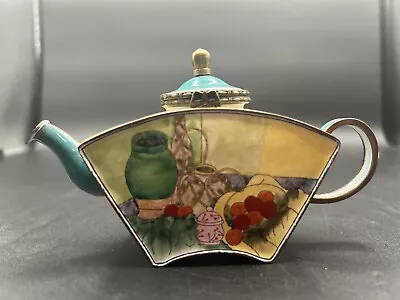 Kelvin Chen Miniature Enamelware Teapot Table W/ Fruit & Wine Scene • $19.95