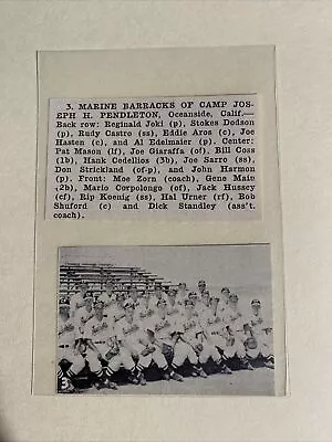 Marine Barracks Camp Pendleton Oceanside California 1951 Baseball Team Picture • $16