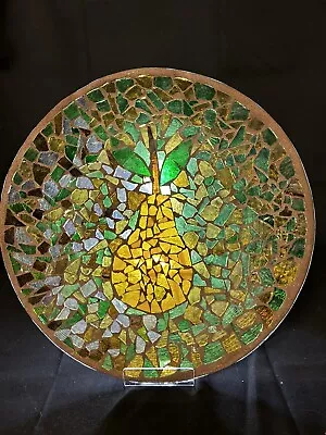 Vintage Art Mosaic Stained Glass Plate Pear - 14” • $29.74