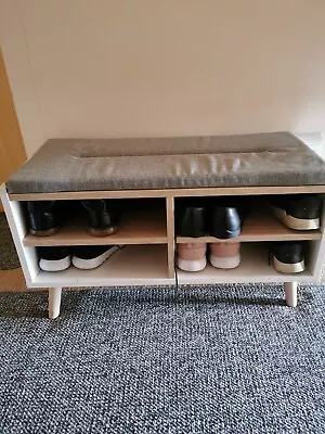 £18 • Buy Argos Shoe Bench Storage Hall Bench With Cushion Seat Storage Benches Grey Used 