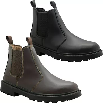 Grafters Leather Dealer Chelsea Steel Toe Cap Safety Boots Work Shoes Sizes 3-16 • £25.99