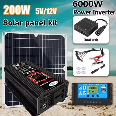 200W Solar Panel Kit  6000W Car Power Inverter DC 12V To AC 110V 120V Converter • $116.99