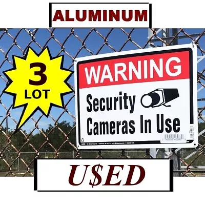 Lot 3 METAL Home Security Video Camera Alarm System Yard Warning Signs USED CCTV • $15.75