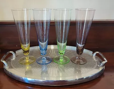 4 Vintage Harlequin Champagne Bubbly Flutes Champagne 350mls 1950’s Large • $42.50