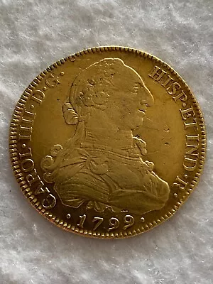 1799-DA Santiago Gold 8 Escudos Doubloon VF/XF Well Struck Shield 27.1g • $2199