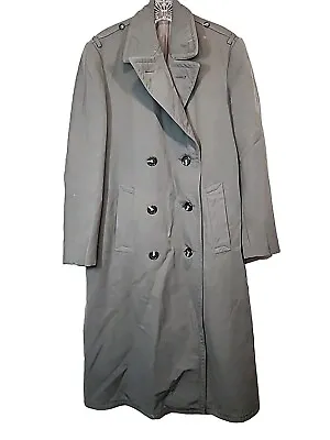 Sportra Arnstorf 60s Sz 44 XS-S German Military Army Long Grey Trench Coat Vtg • $93.49