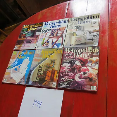 Vintage Lot Of 6 Metropolitan Home Magazines FULL YEAR 1994 All 6 Issues NICE! • $29.85