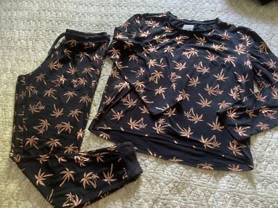 £3.99 • Buy Chelsea Peers Navy/copper Patterned Lounge Wear Pyjamas Set -Size S - Palm Trees
