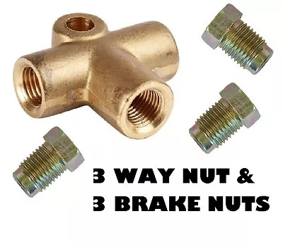 £5.19 • Buy 3 WAY Tee Piece Brake Clutch T 3/16  Pipe METRIC M10 Pipe Connector & 3 MALE NUT