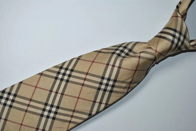 £24 • Buy BURBERRY LONDON NOVA CHECK PATTERN Tie ITALY MADE Silk Beige Color L60 W3.9
