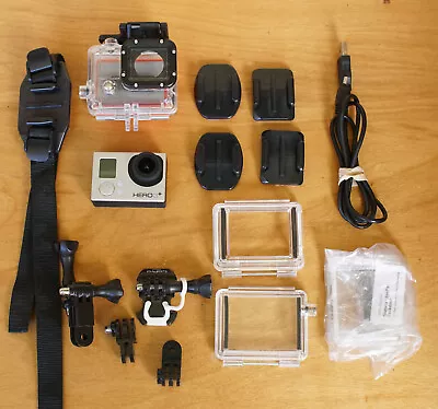 GoPro Hero 3+ W/Accessories Helmet Strap Underwater Case Tested Working #2 • $129