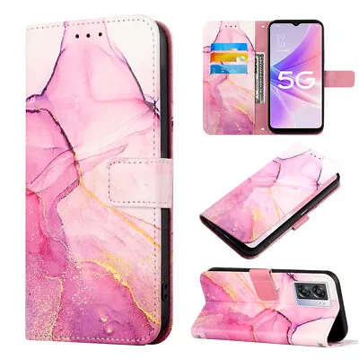 $14.29 • Buy For OPPO A57 A53 A32 A74 A54 A55 A94 A8 Luxury Leather Wallet Marble Stand Case
