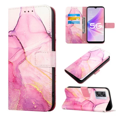 $14.29 • Buy For OPPO A57 A53 A32 A74 A54 A55 A94 A8 Luxury Leather Wallet Marble Stand Case
