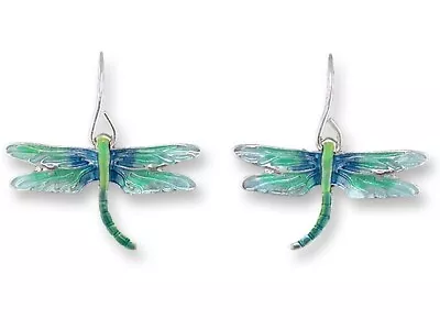 Zarah Zarlite Darling Dragonly Blue-Green Pierced Earrings Sterling Silver Plate • $22.09