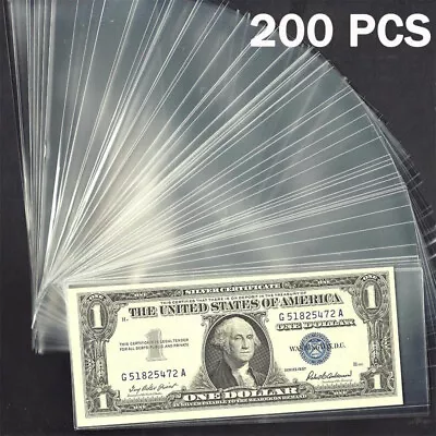 200PCS Money Bag Storage Protect Banknote Clear Soft Sleeves Holder Collection • $8.99