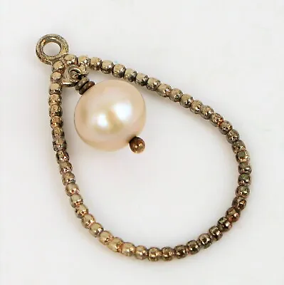 Vtg Designer Signed Pandora Ale Sterling Silver Floating Pearl Earring Pendant • £43.39